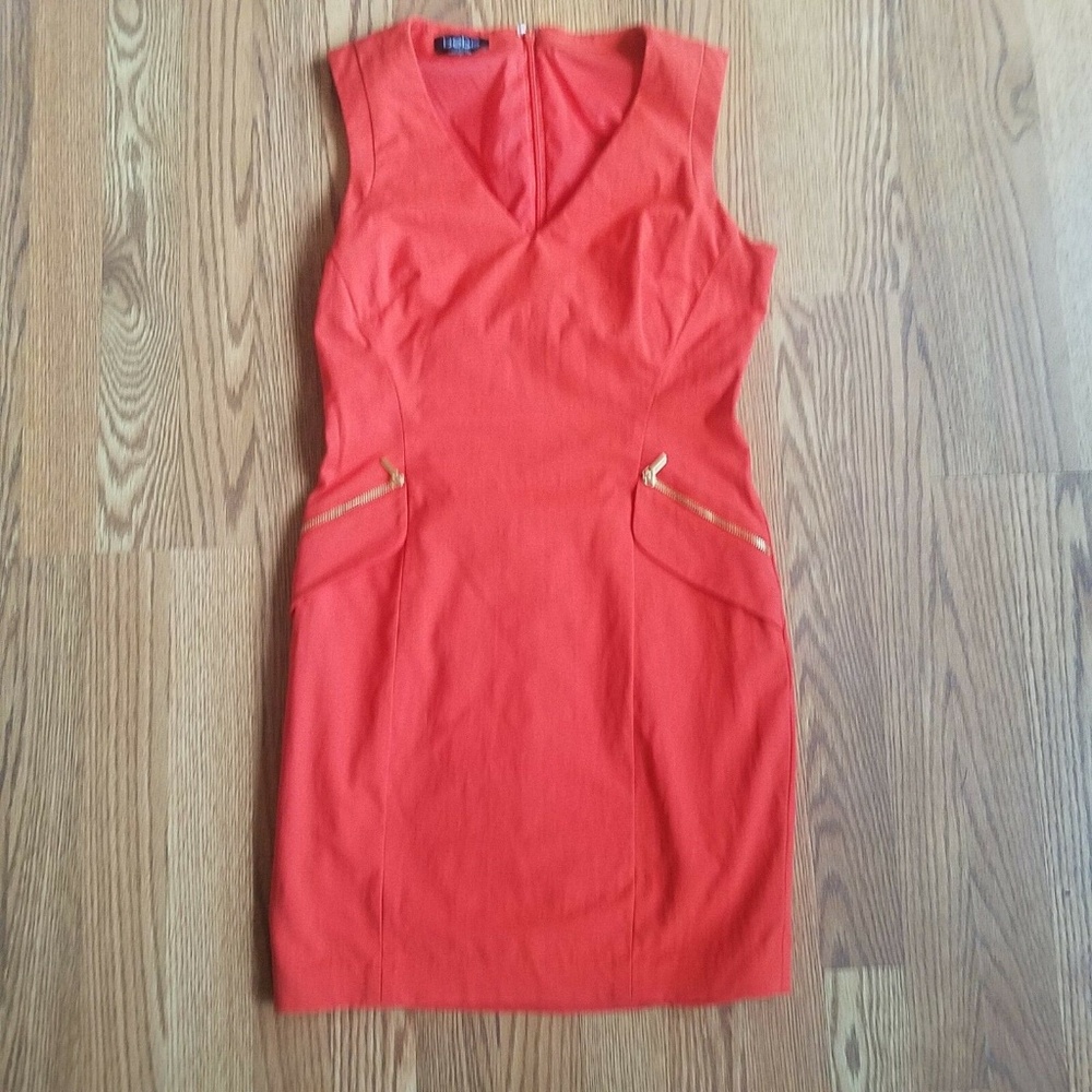 Bebe Womans Sz 6 A Line Dress Fiery Red Casual